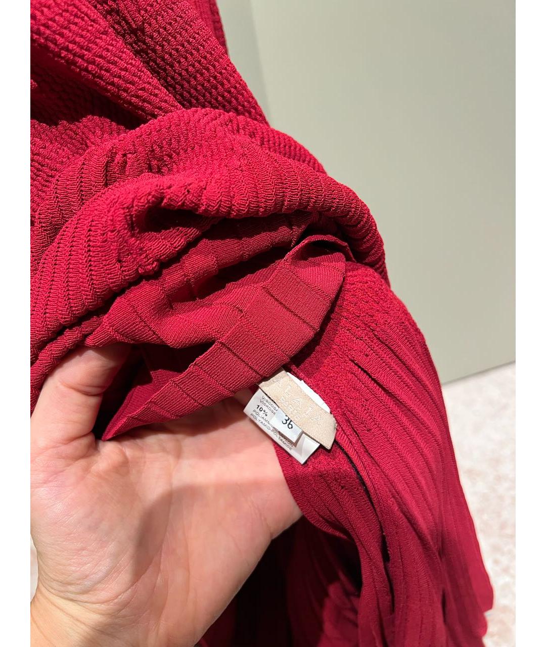 ALAIA Красное вискозное коктейльное платье, фото 3