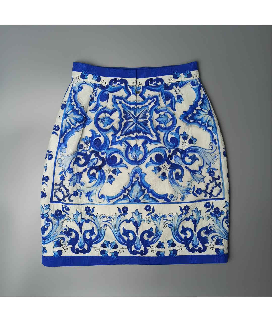 DOLCE&GABBANA Синяя шелковая юбка мини, фото 5