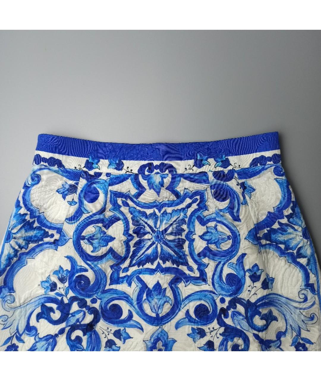 DOLCE&GABBANA Синяя шелковая юбка мини, фото 2