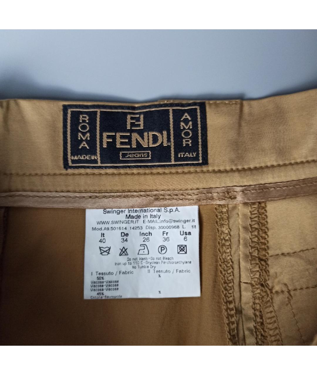 FENDI Бежевая хлопко-эластановая юбка миди, фото 2