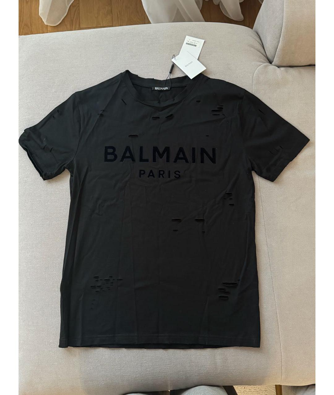 BALMAIN Черная хлопковая футболка, фото 3