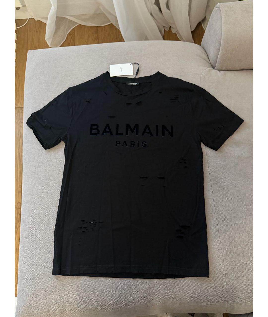 BALMAIN Черная хлопковая футболка, фото 6