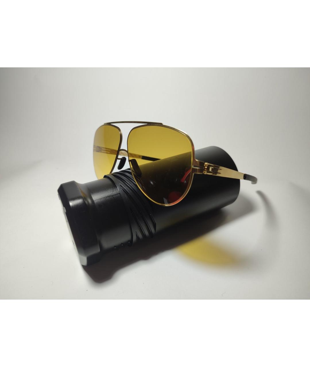 ICBERLIN Золотые металлические солнцезащитные очки, фото 3