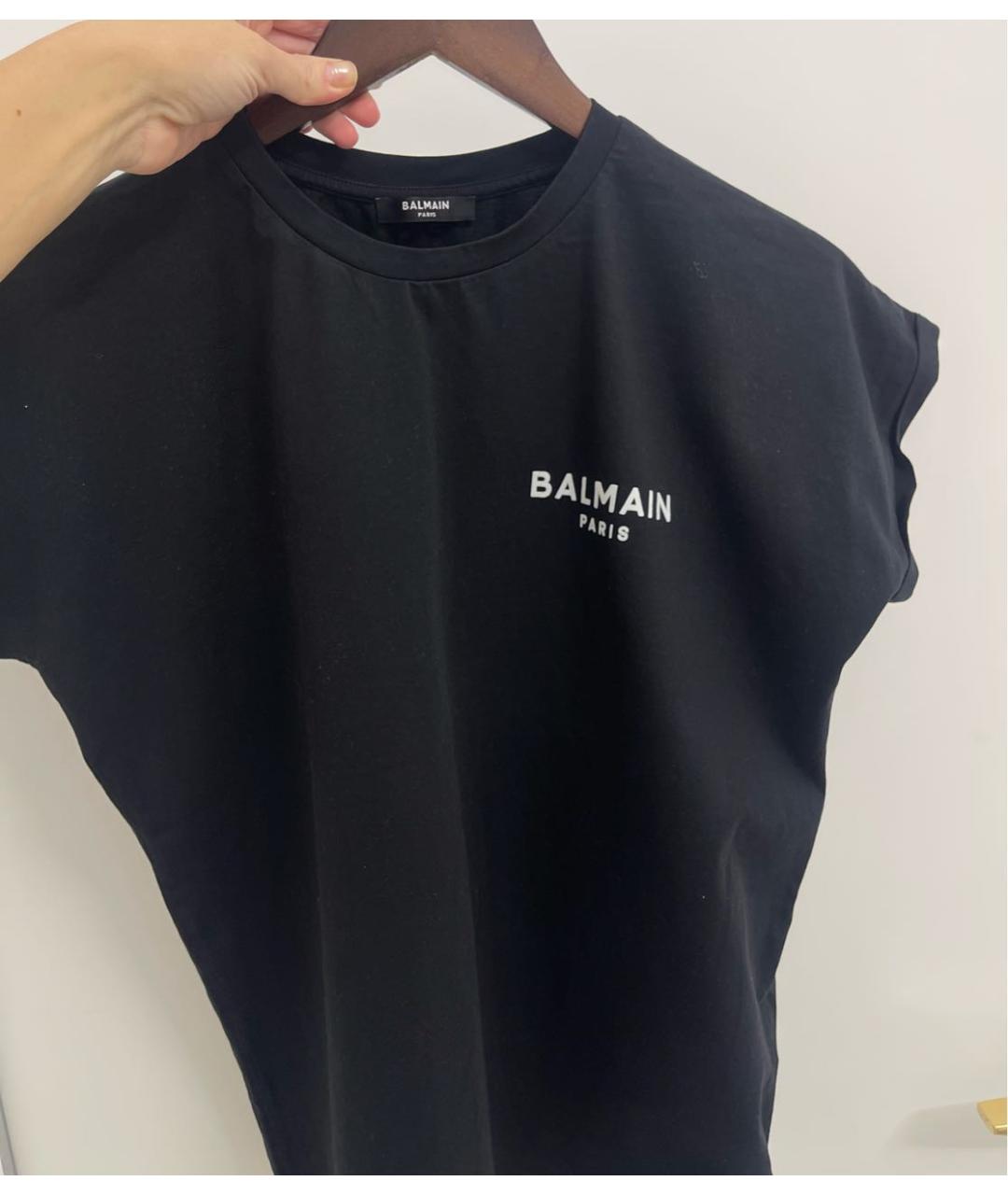 BALMAIN Черная хлопковая футболка, фото 2