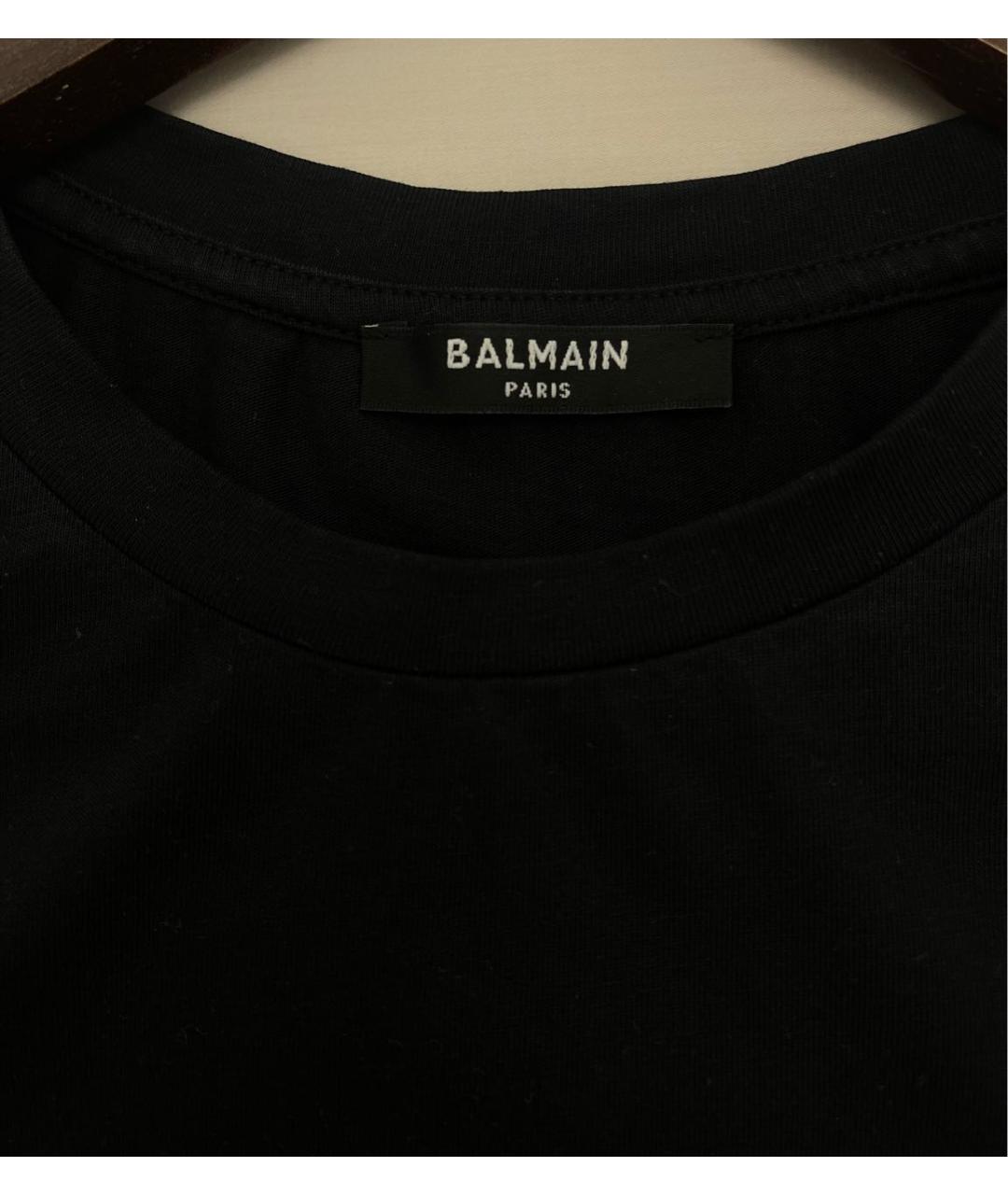 BALMAIN Черная хлопковая футболка, фото 4