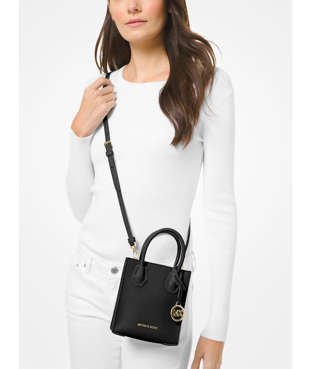 MICHAEL KORS Черная кожаная сумка тоут, фото 6