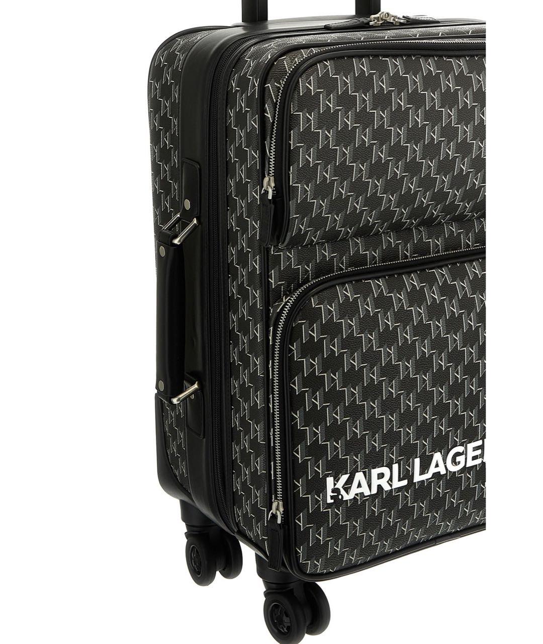 KARL LAGERFELD Черный кожаный чемодан, фото 3