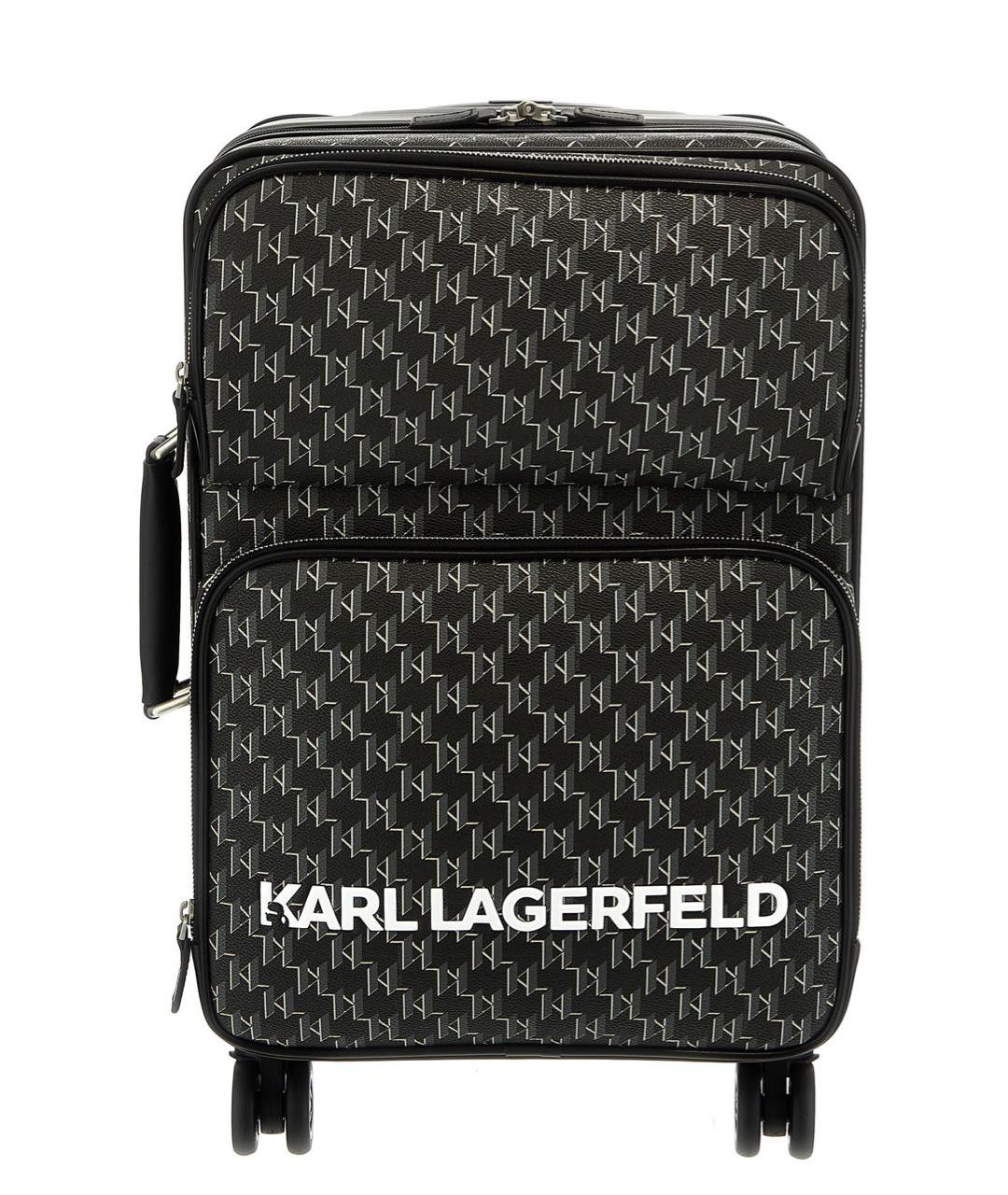 KARL LAGERFELD Черный кожаный чемодан, фото 5