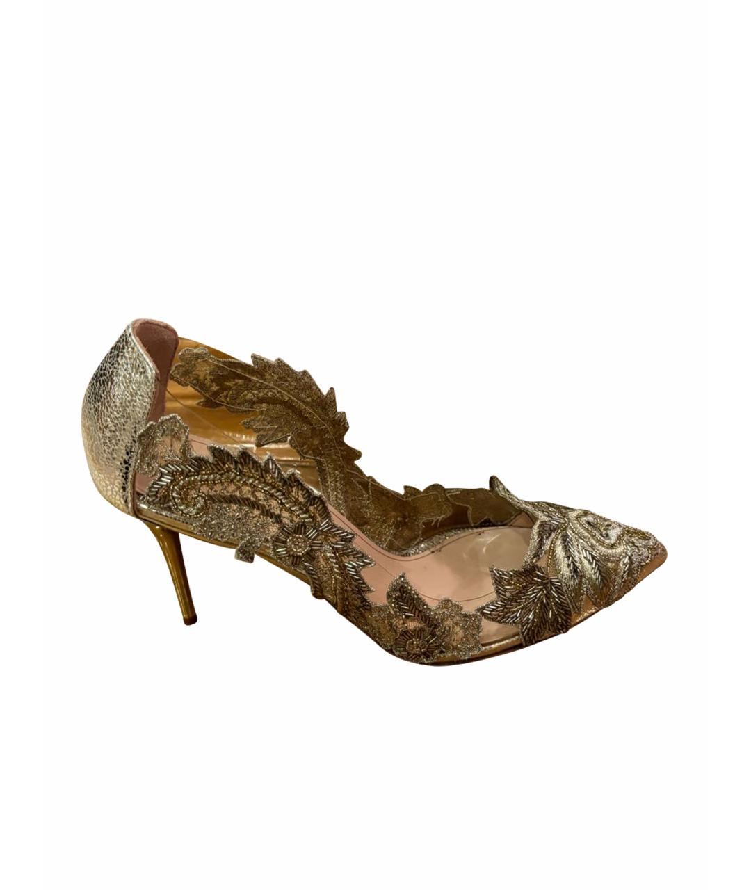 OSCAR DE LA RENTA Золотые текстильные туфли, фото 1