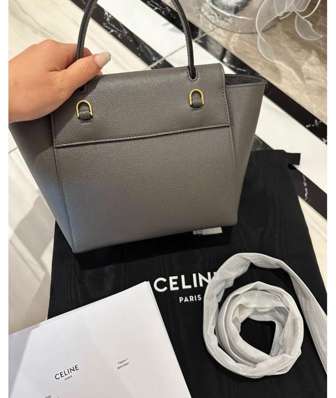 CELINE Серая кожаная сумка через плечо, фото 6