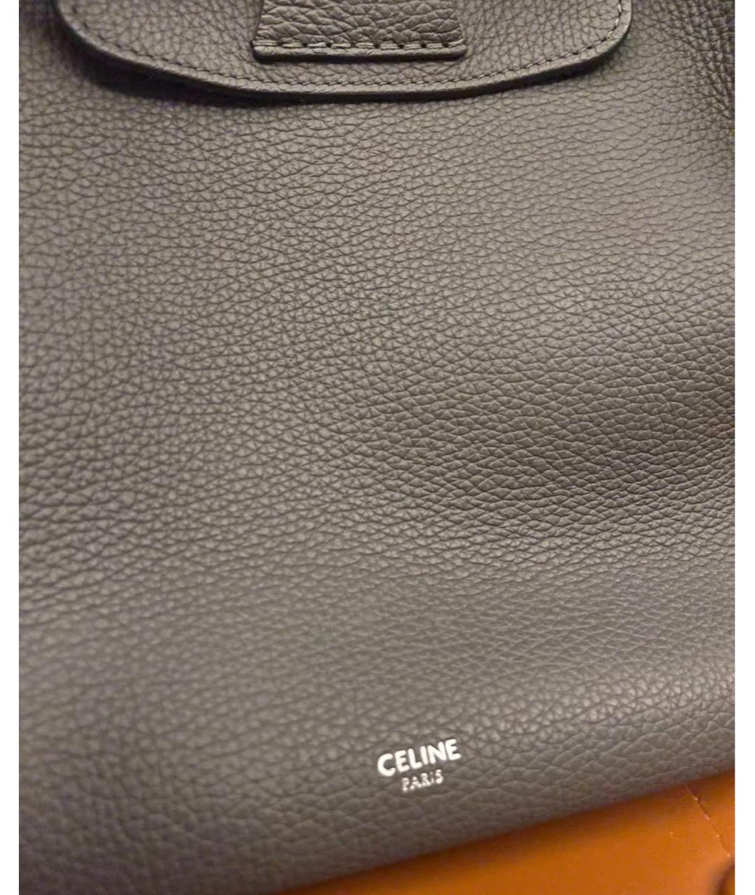 CELINE Серая кожаная сумка тоут, фото 6