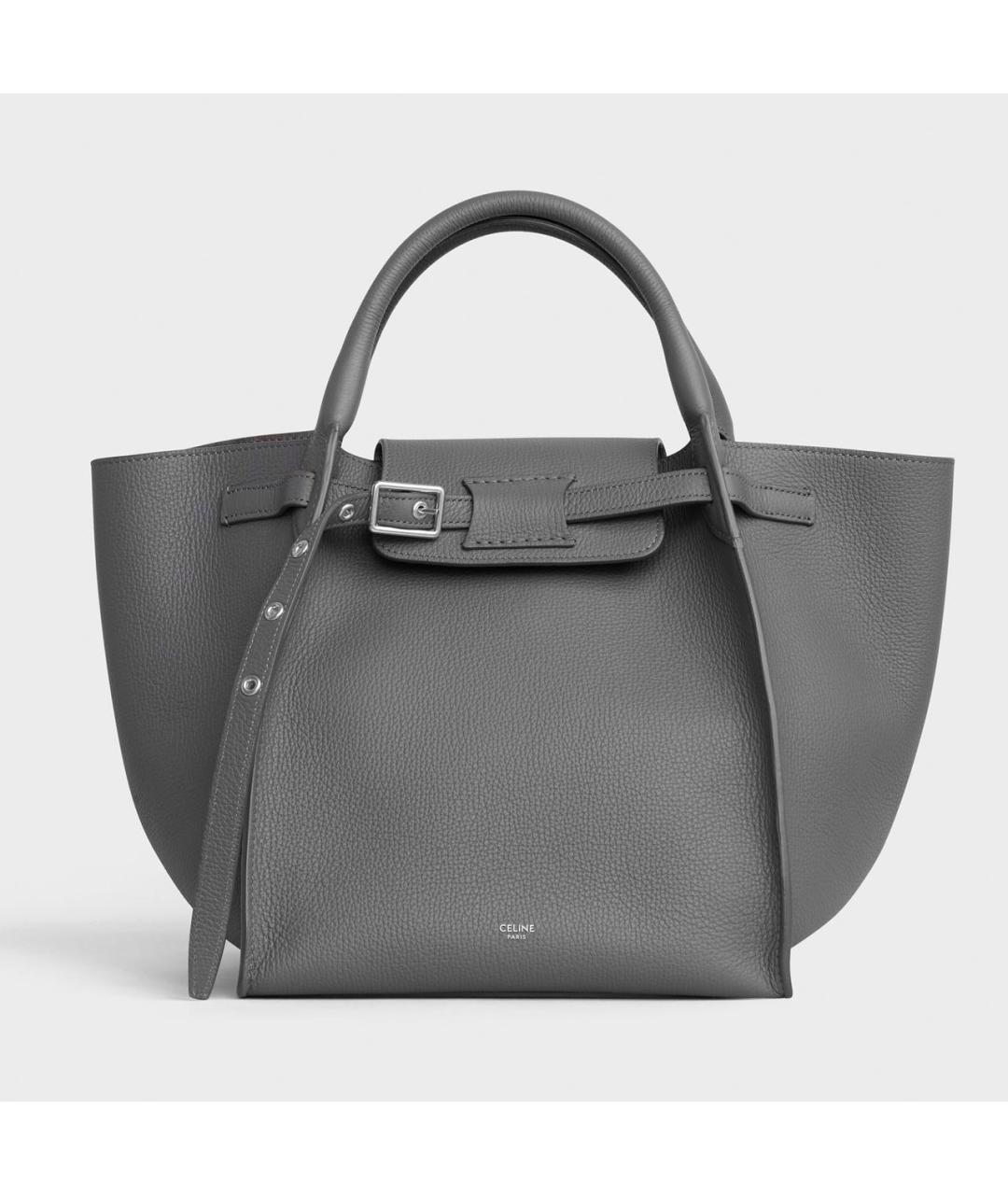 CELINE Серая кожаная сумка тоут, фото 7