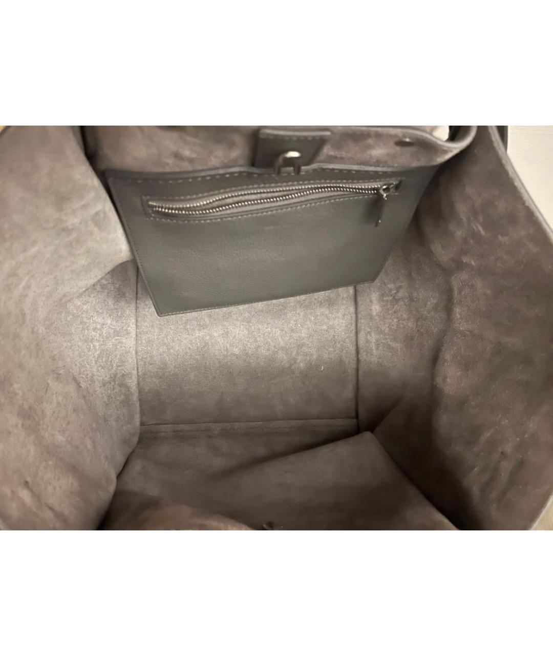 CELINE Серая кожаная сумка тоут, фото 4