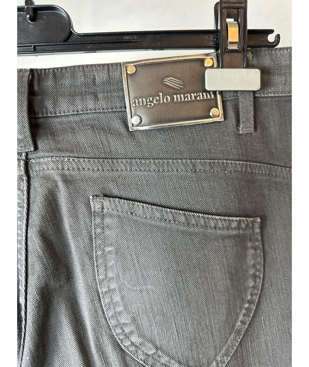 ANGELO MARANI Серые хлопко-эластановые прямые джинсы, фото 4