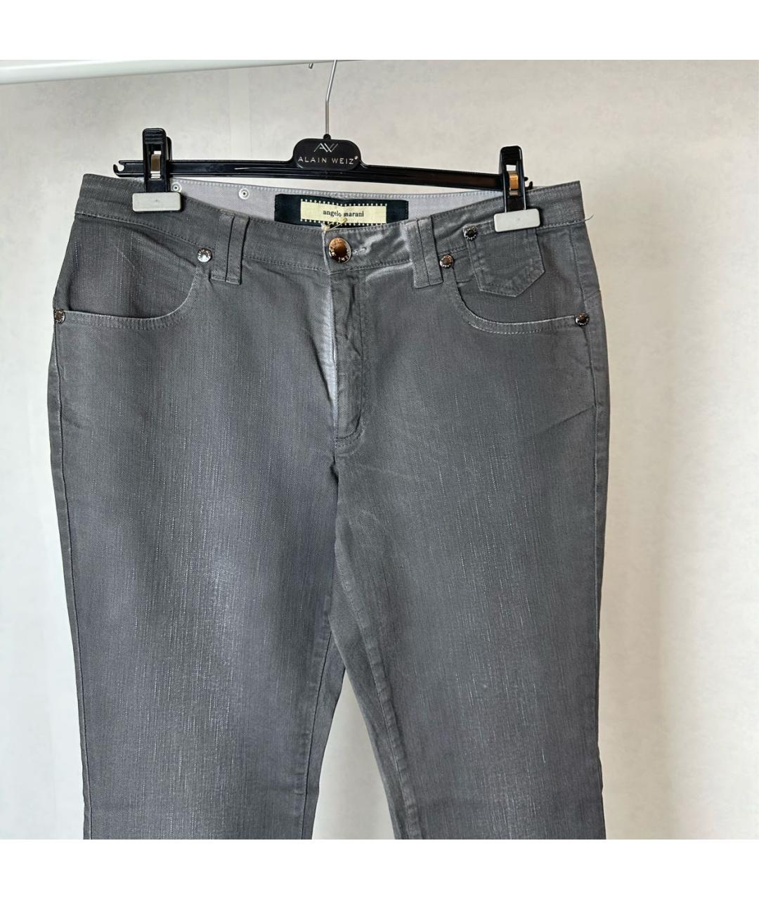 ANGELO MARANI Серые хлопко-эластановые прямые джинсы, фото 3