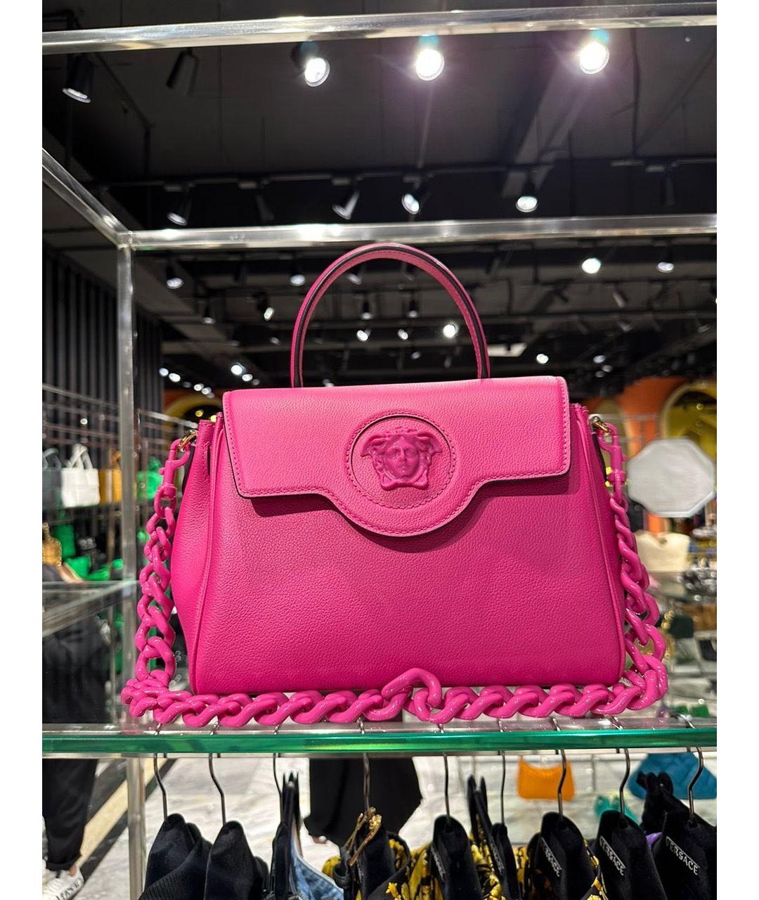 VERSACE Розовая кожаная сумка тоут, фото 2