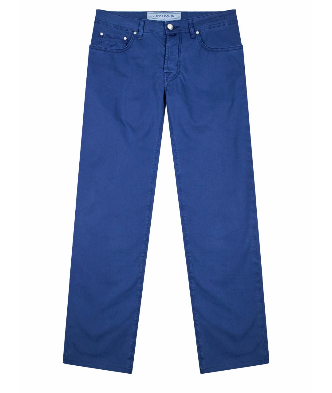 JACOB COHEN Синие хлопко-эластановые классические брюки, фото 1