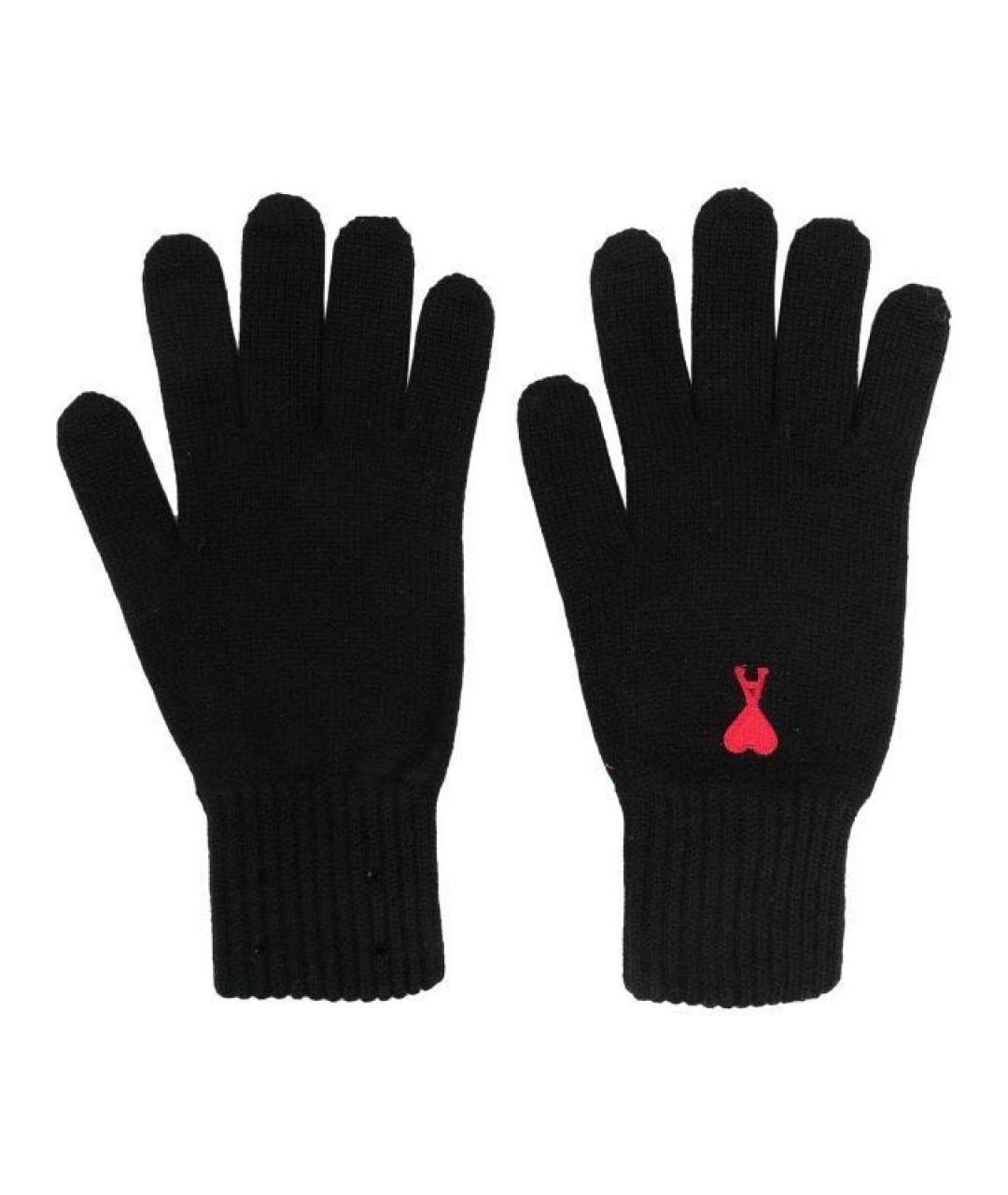 AMI Черные шерстяные перчатки, фото 7