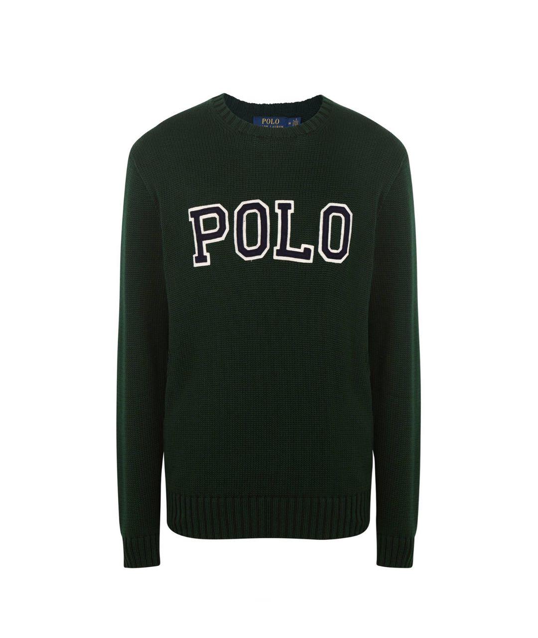 POLO RALPH LAUREN Зеленый хлопковый джемпер / свитер, фото 2