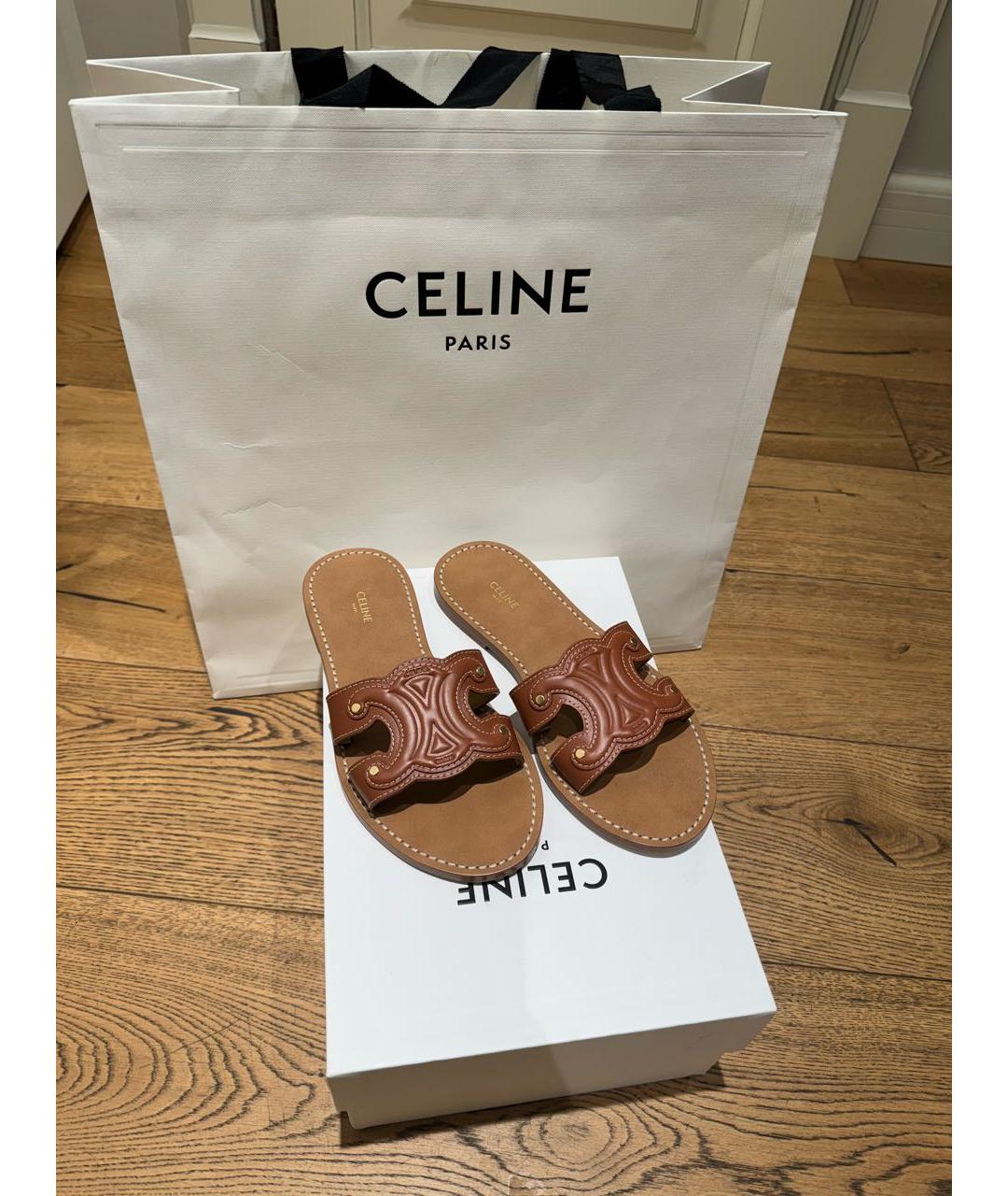 CELINE PRE-OWNED Коричневые кожаные сандалии, фото 2