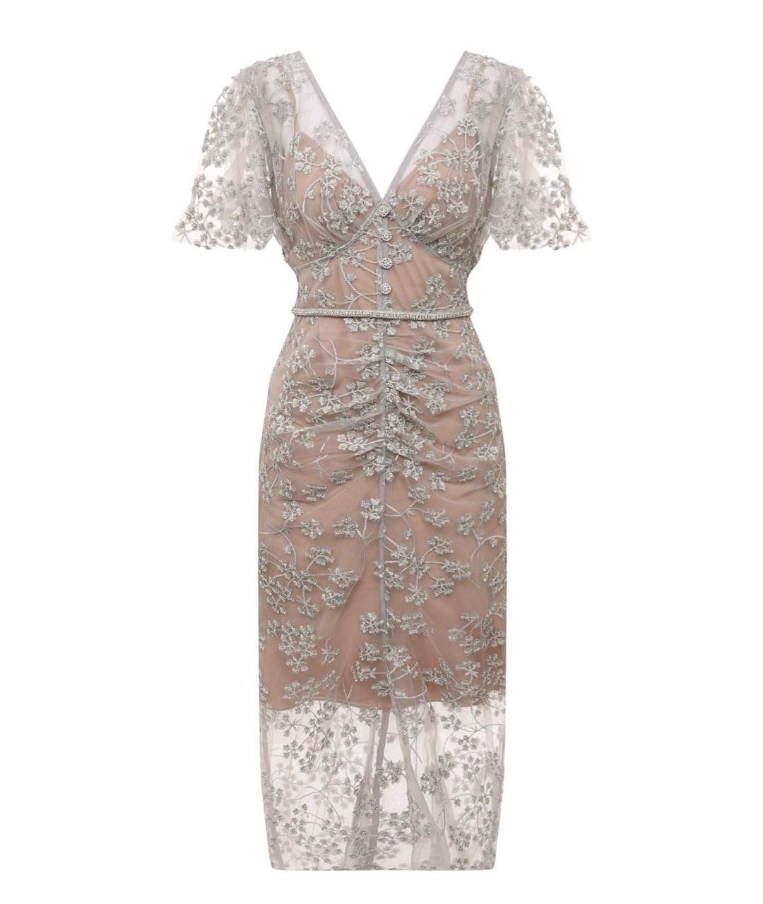 SELF-PORTRAIT Серебряное полиэстеровое вечернее платье, фото 1