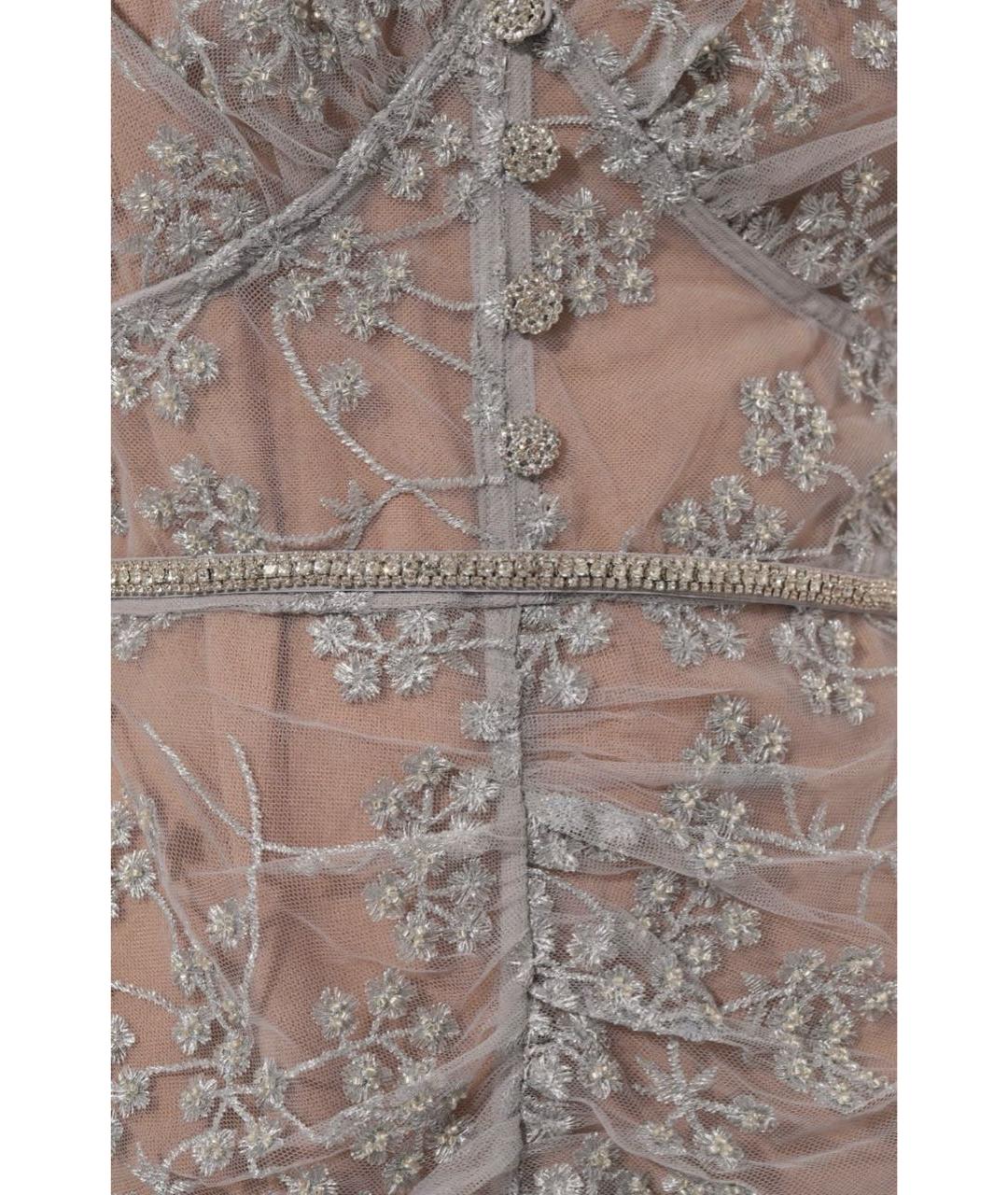 SELF-PORTRAIT Серебряное полиэстеровое вечернее платье, фото 3