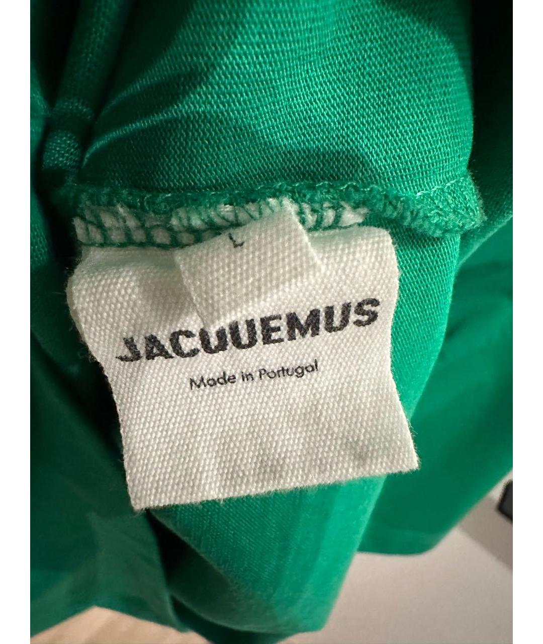JACQUEMUS Зеленая хлопковая футболка, фото 4