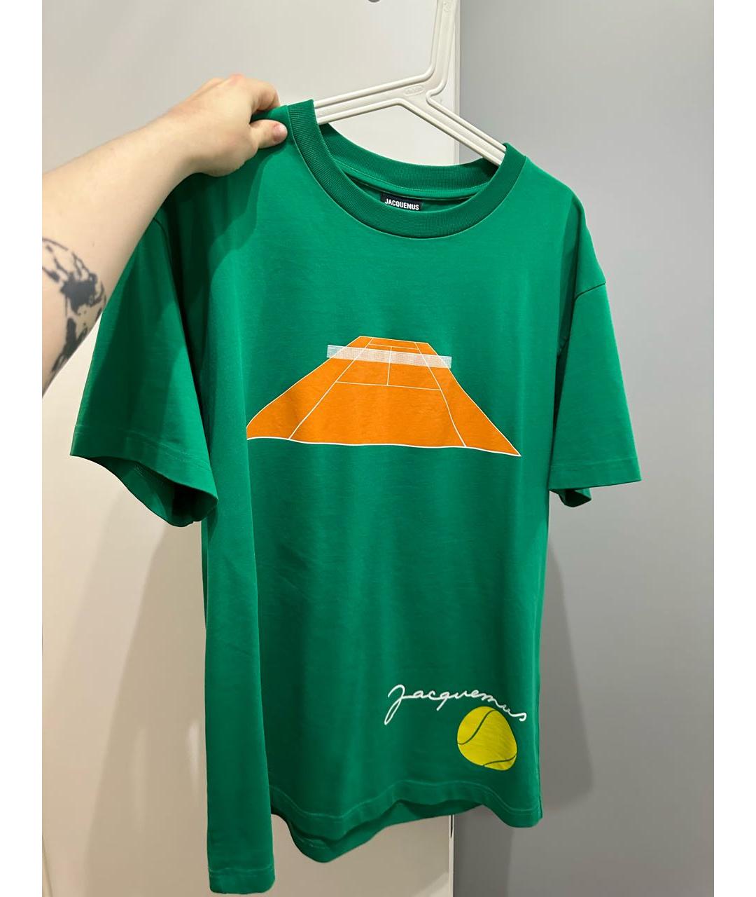 JACQUEMUS Зеленая хлопковая футболка, фото 5