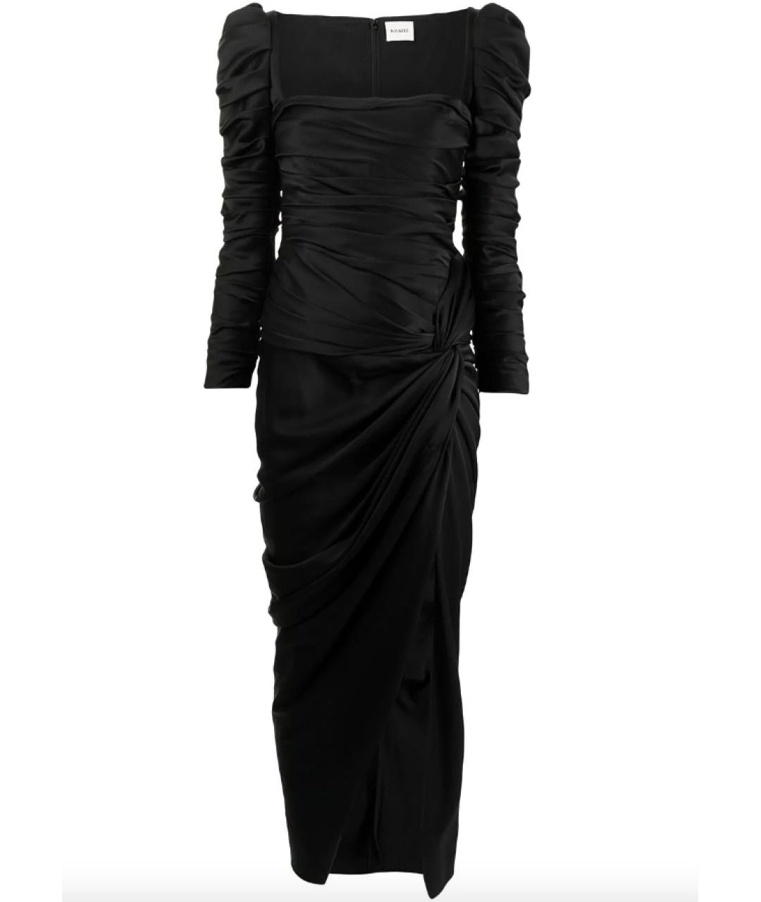 KHAITE Черное атласное коктейльное платье, фото 8