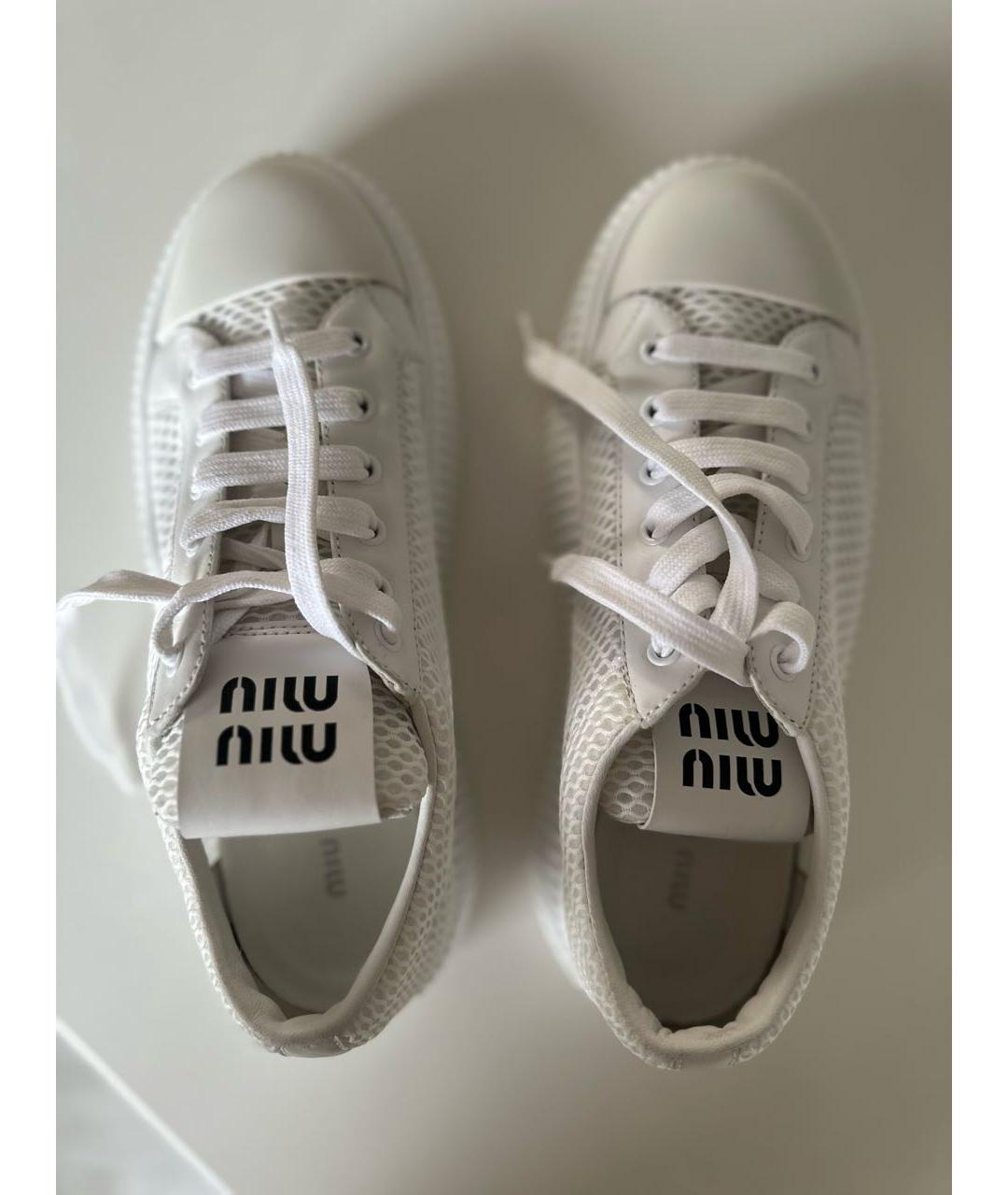 MIU MIU Белые текстильные кеды, фото 3