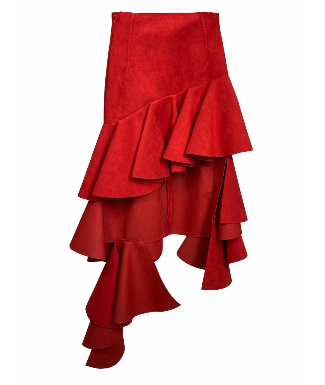 JACQUEMUS Красная хлопковая юбка миди, фото 1