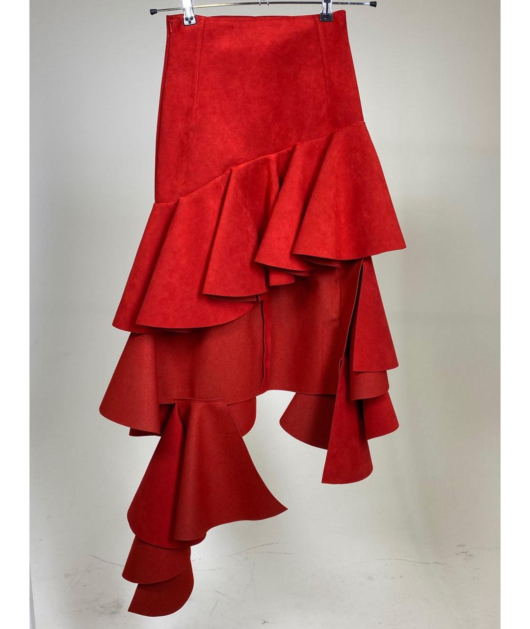 JACQUEMUS Красная хлопковая юбка миди, фото 7