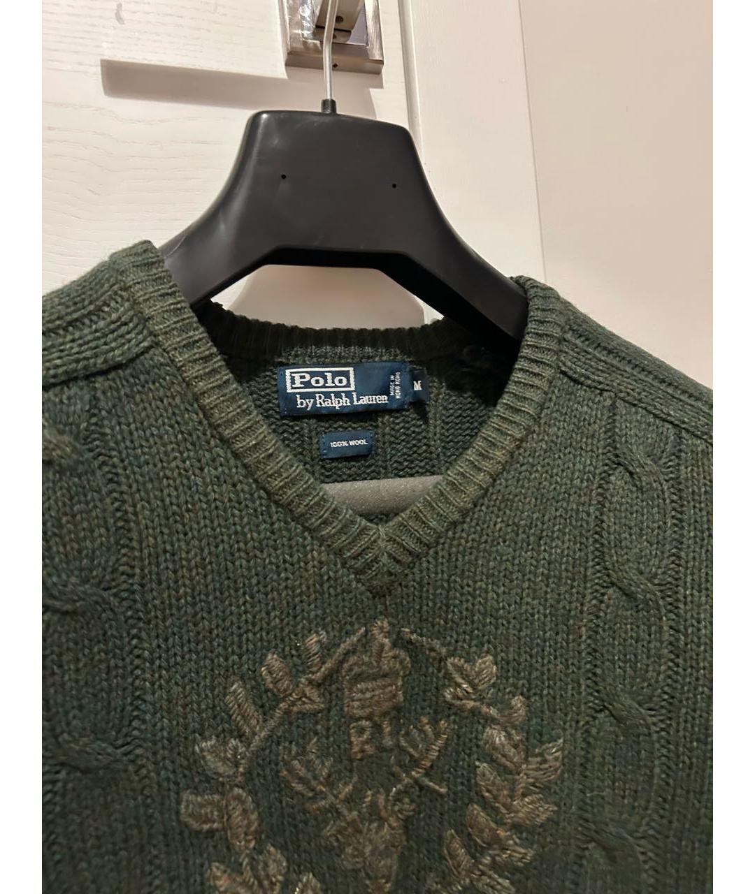 RALPH LAUREN Зеленый шерстяной джемпер / свитер, фото 4