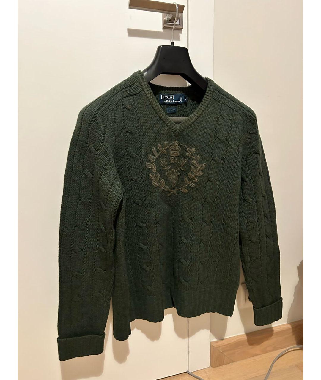 RALPH LAUREN Зеленый шерстяной джемпер / свитер, фото 2