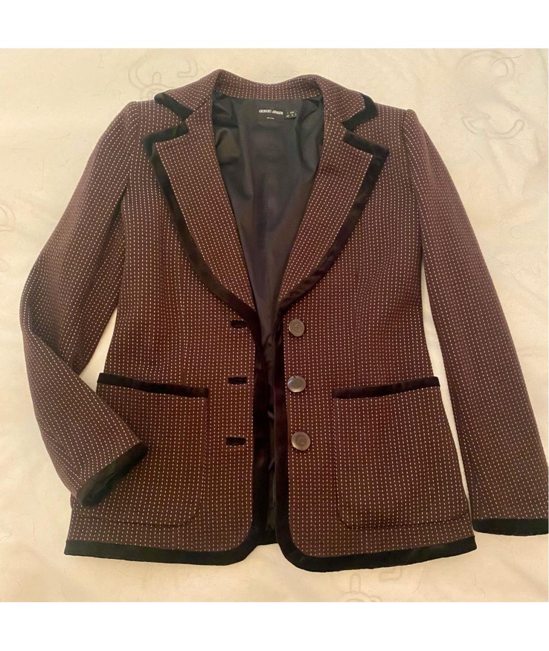 ARMANI COLLEZIONI Коричневый шерстяной жакет/пиджак, фото 5