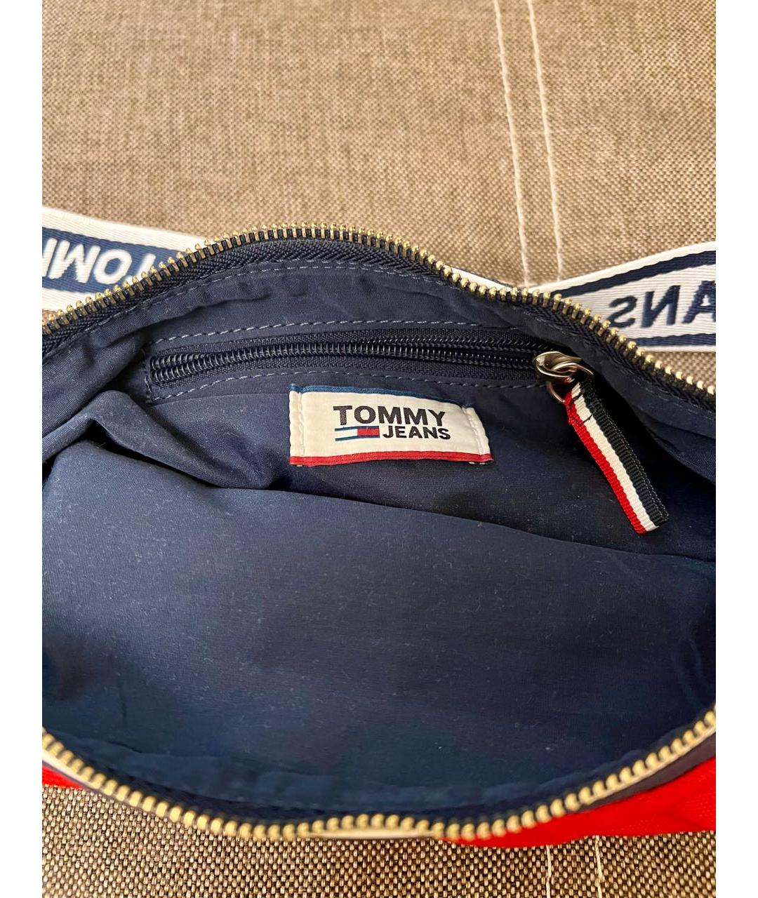 TOMMY HILFIGER Красная тканевая поясная сумка, фото 4