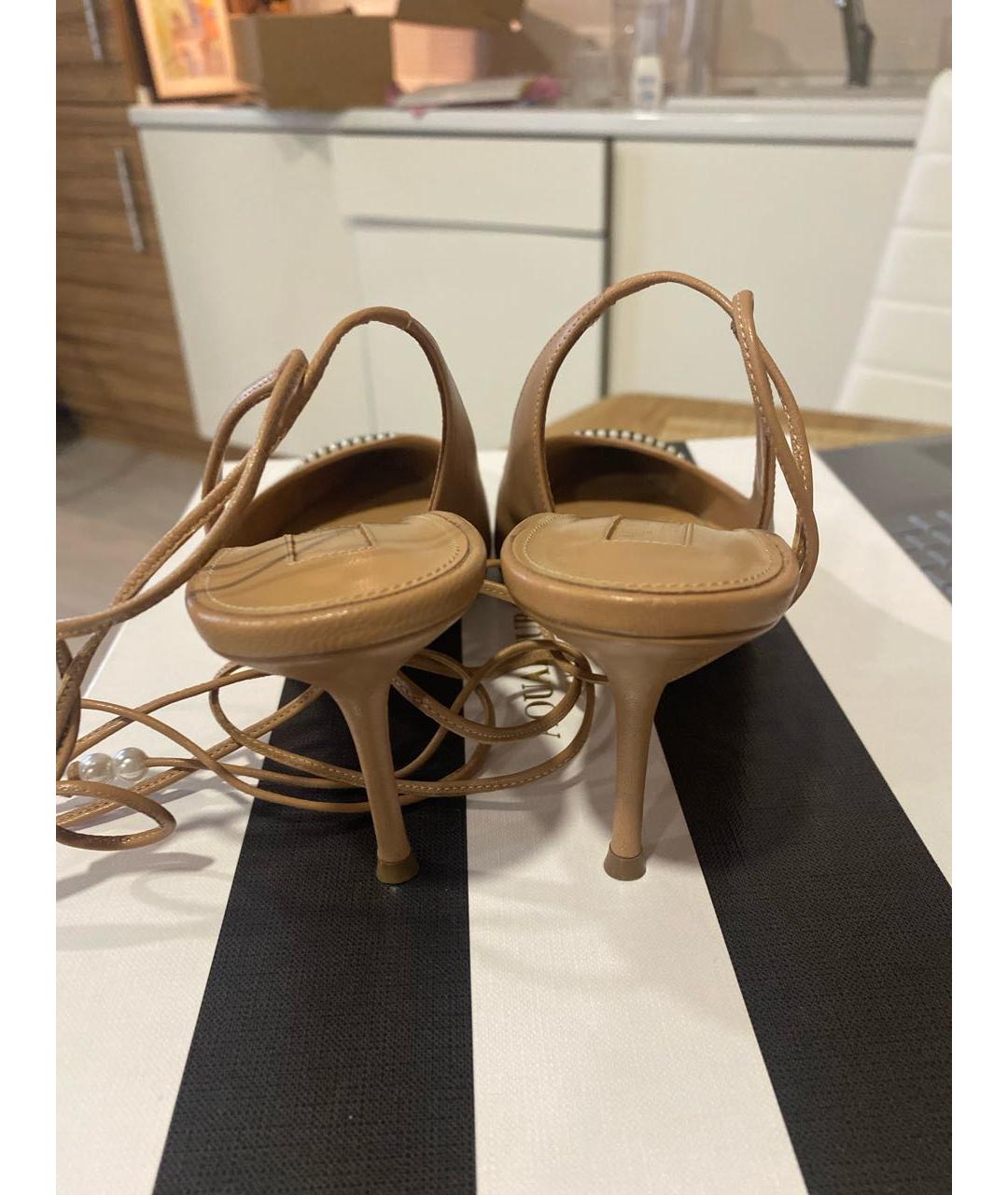 AQUAZZURA Бежевые кожаные туфли, фото 4