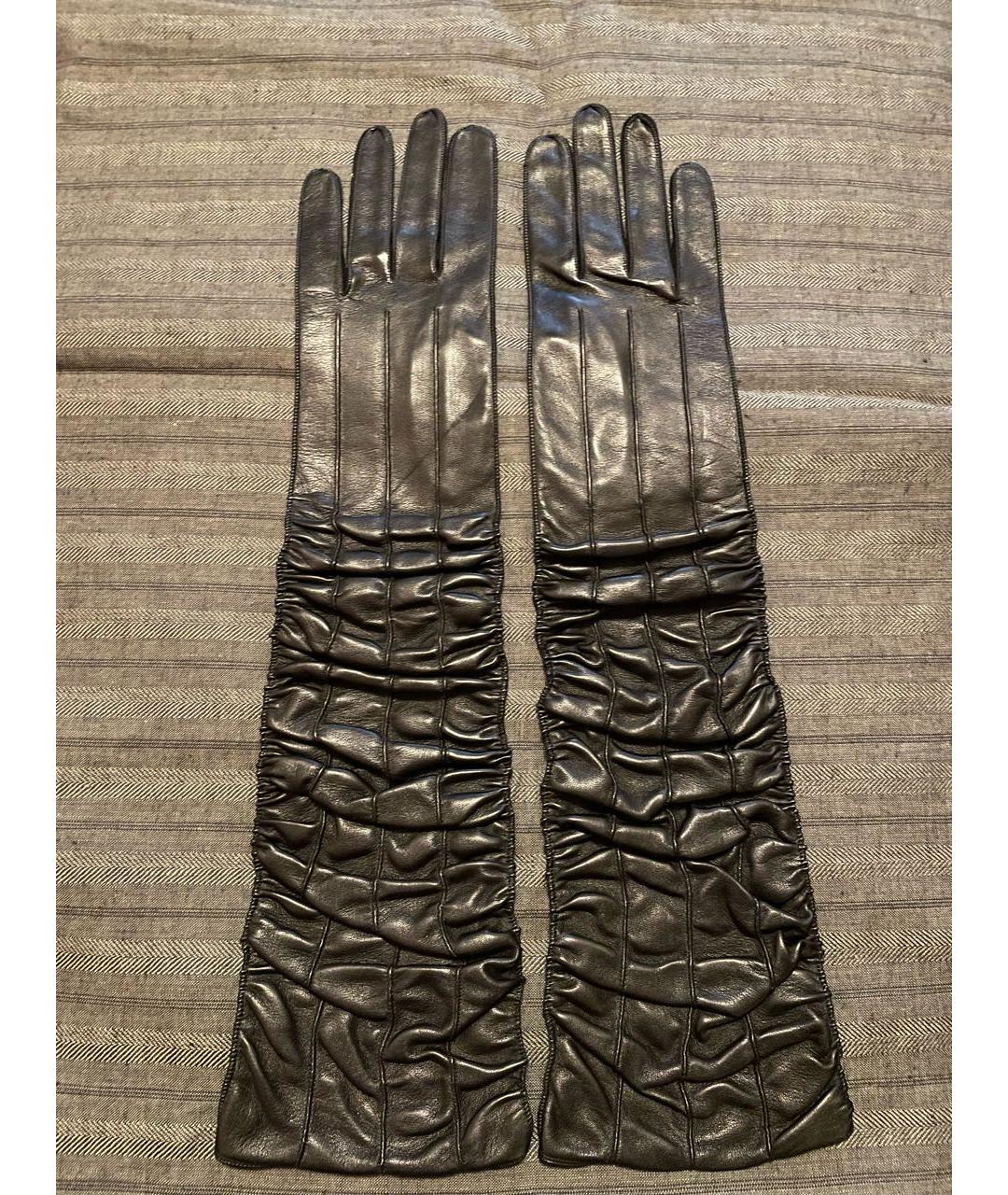 LOUIS VUITTON Черные кожаные перчатки, фото 8