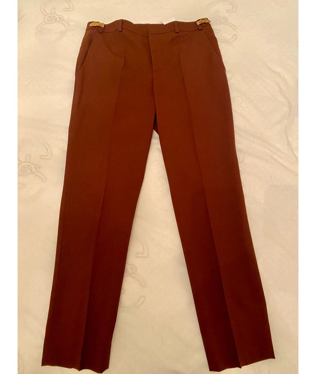 GUCCI Бордовые шерстяные брюки узкие, фото 5