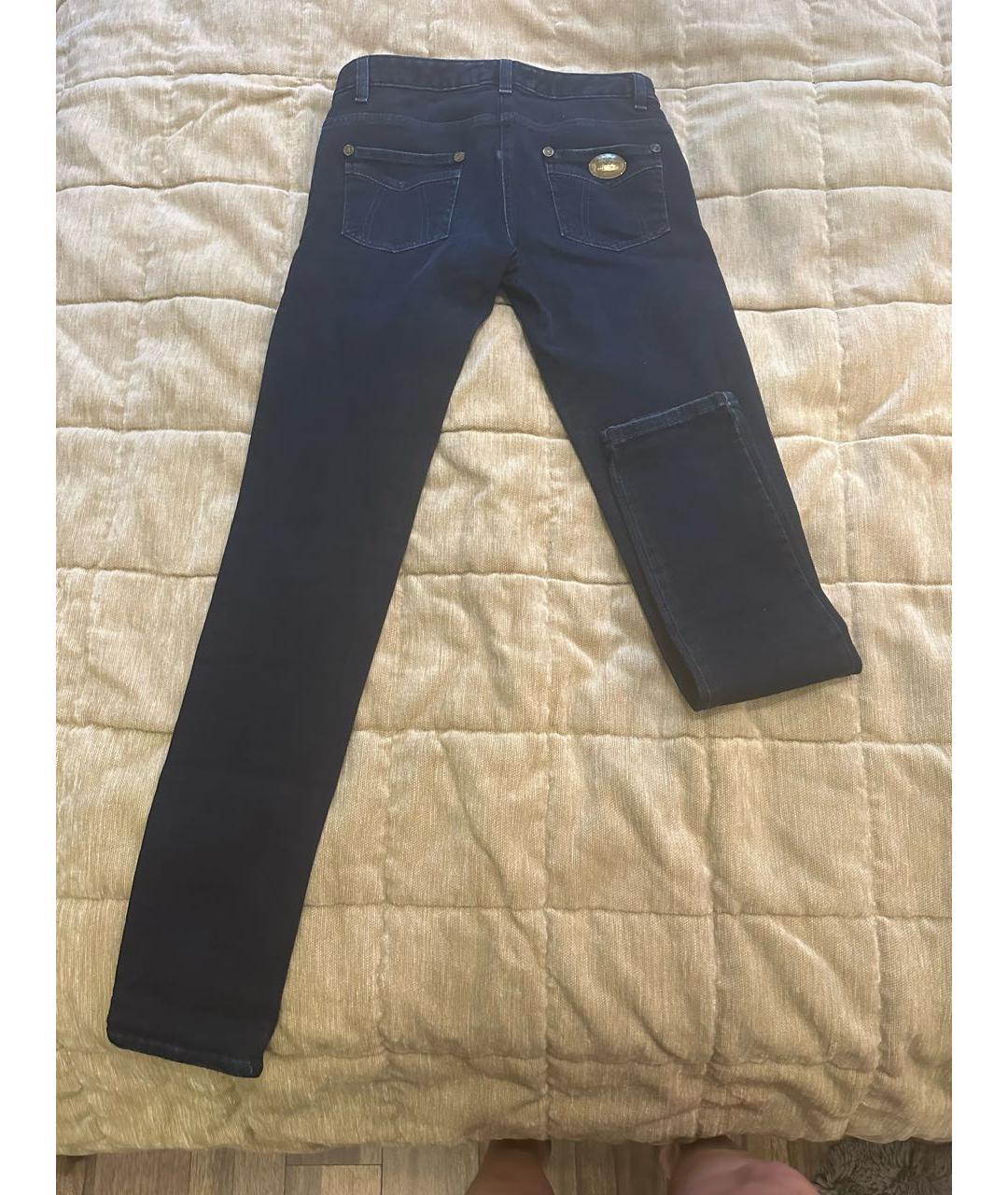ROBERTO CAVALLI Темно-синие хлопко-эластановые джинсы слим, фото 2