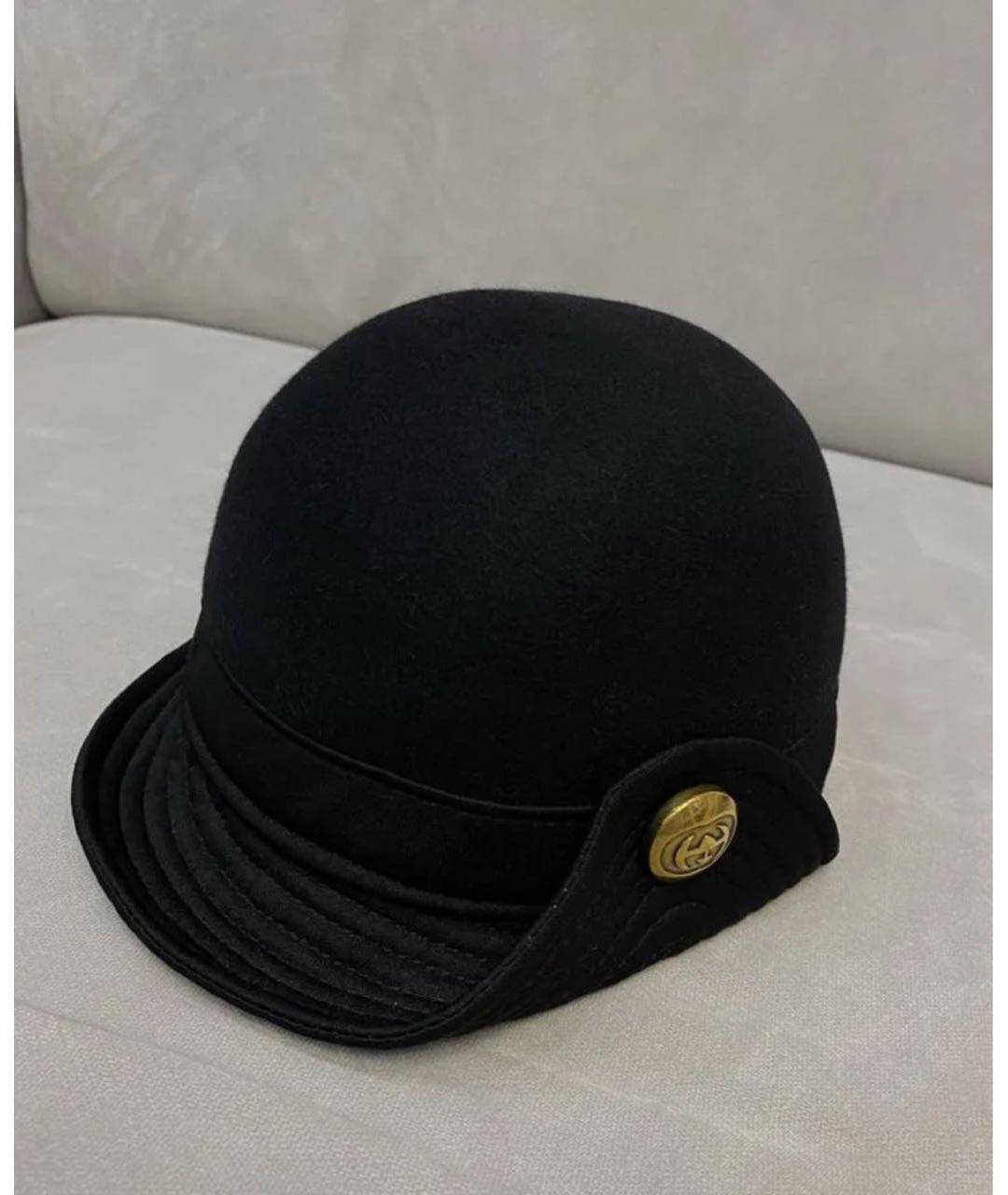 GUCCI Черная шерстяная шляпа, фото 2