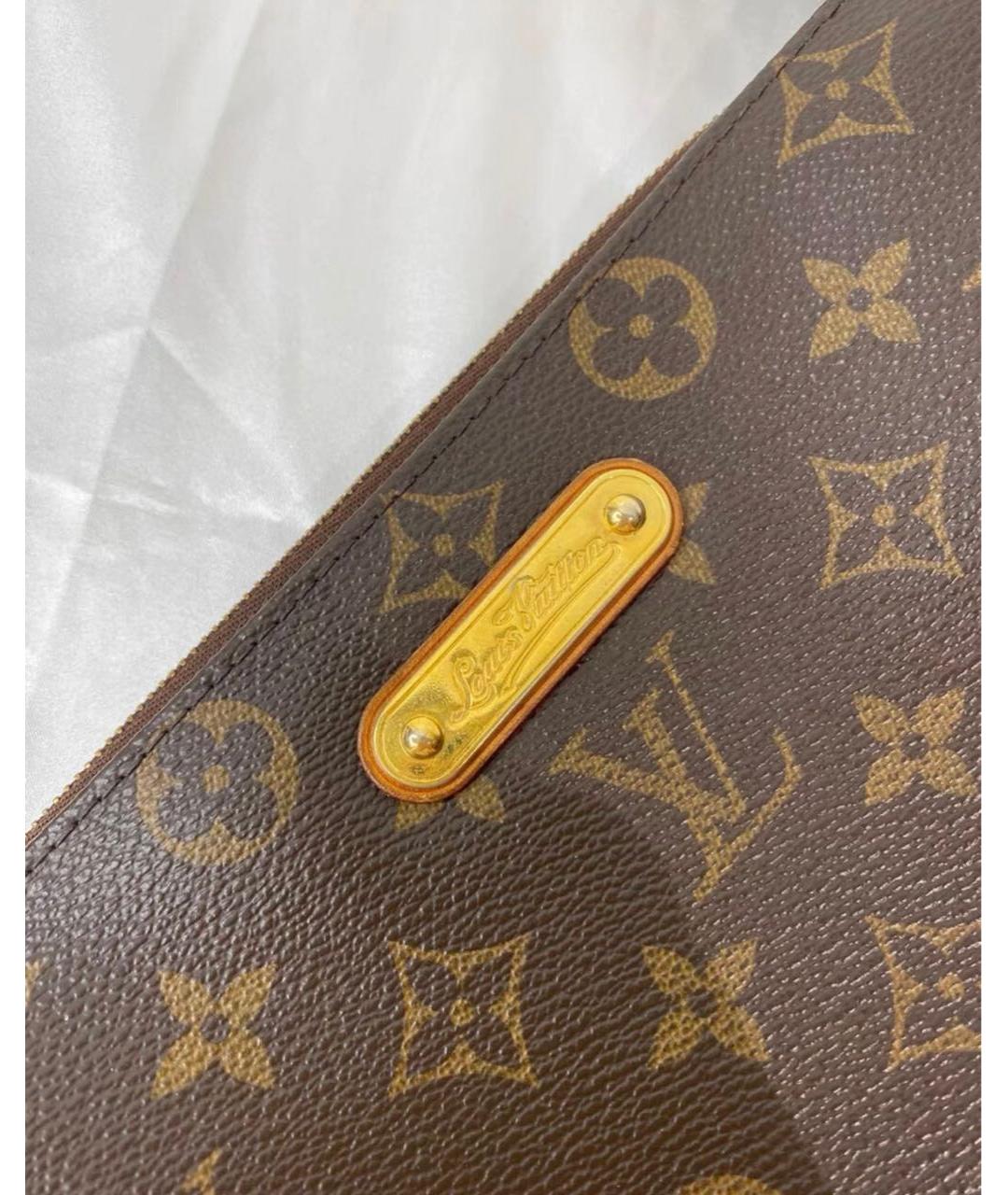 LOUIS VUITTON Коричневая кожаная сумка с короткими ручками, фото 7