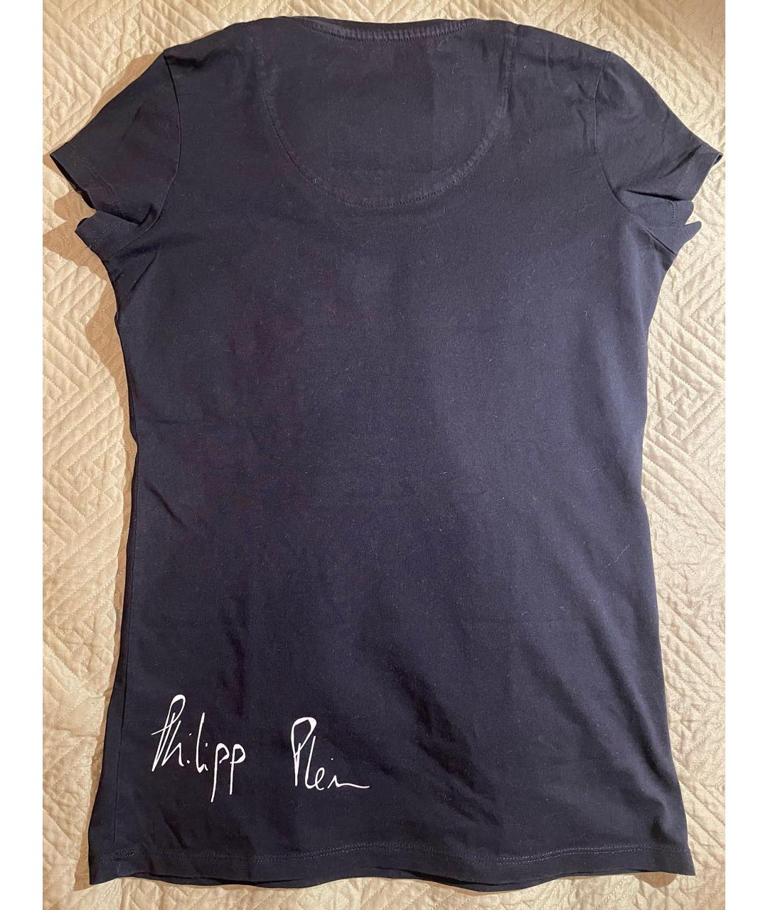 PHILIPP PLEIN Черная хлопко-эластановая футболка, фото 2