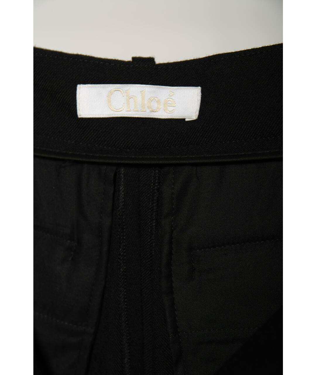 CHLOE Черные шерстяные прямые брюки, фото 3