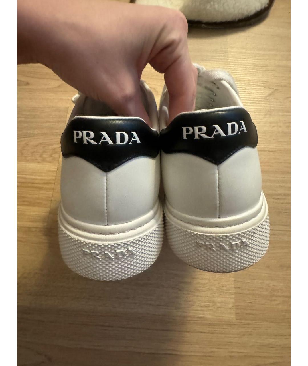 PRADA Белые кожаные кеды, фото 4