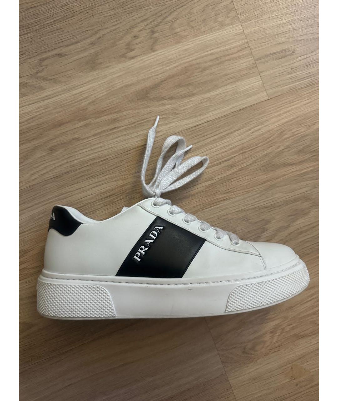 PRADA Белые кожаные кеды, фото 6