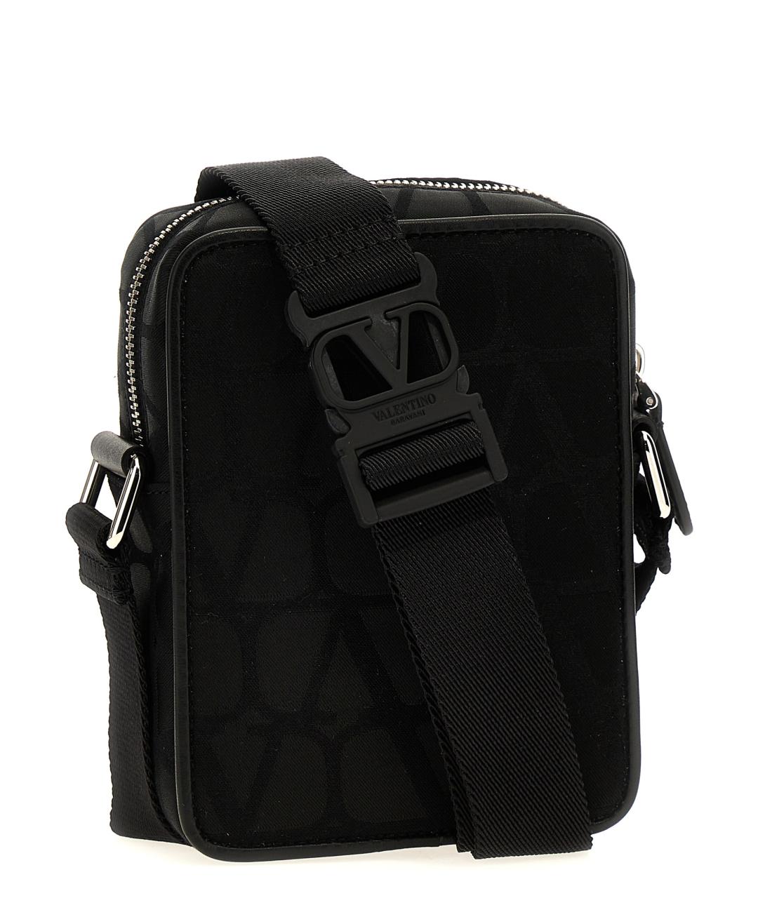 VALENTINO Черная синтетическая сумка на плечо, фото 2