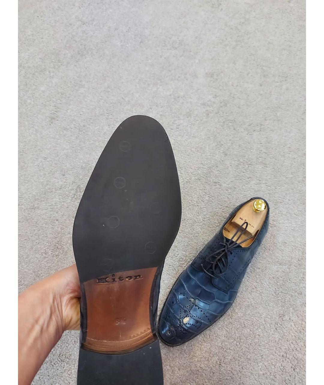 KITON Синие туфли из экзотической кожи, фото 5