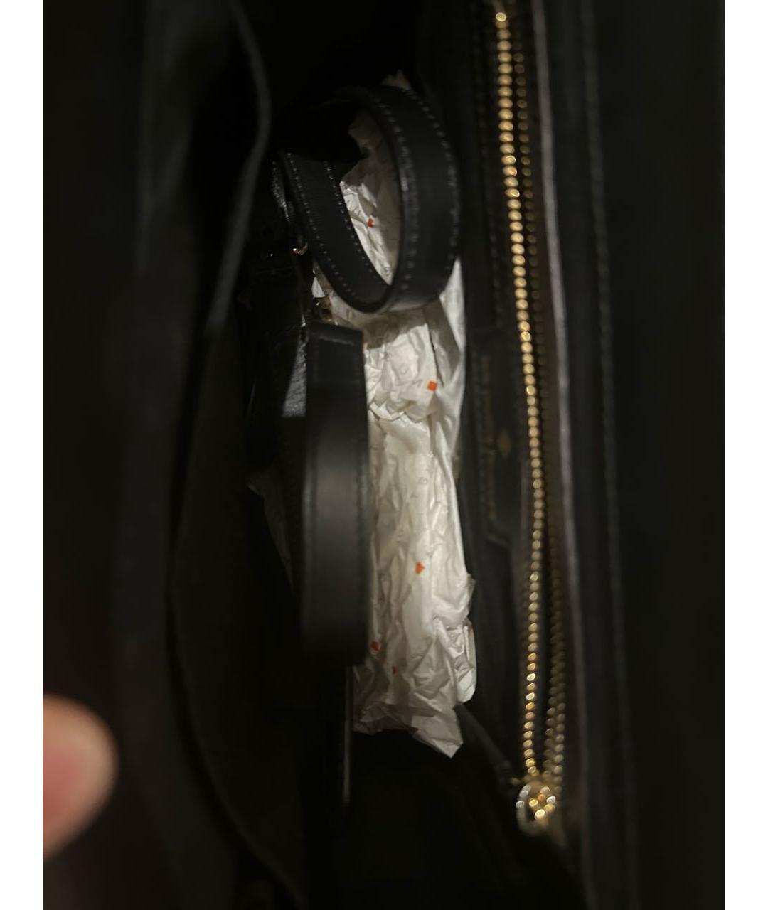 LES PETITS JOUEURS Черная кожаная сумка с короткими ручками, фото 4