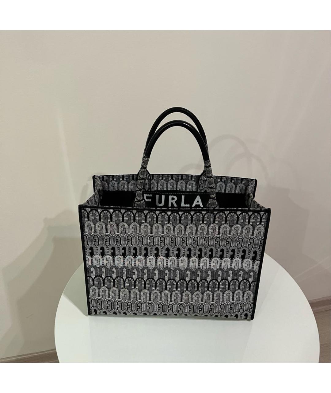 FURLA Серая кожаная сумка тоут, фото 5